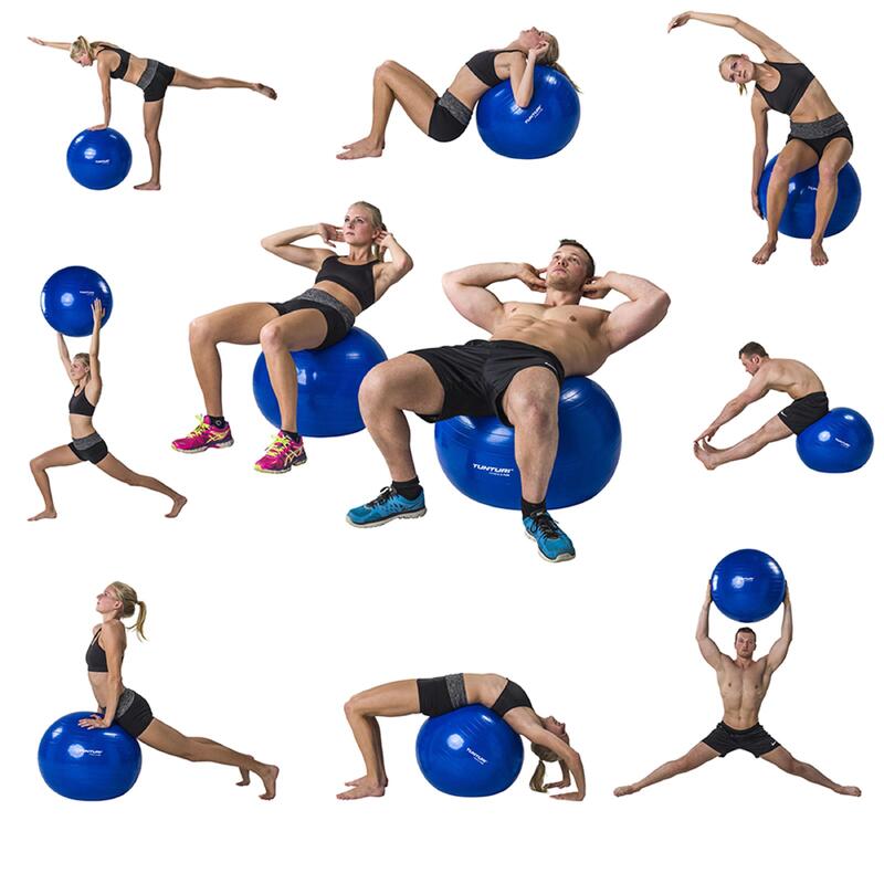 Fitnessbal - Gymball - Swiss ball - Anti burst - Incl. pomp - Zwart