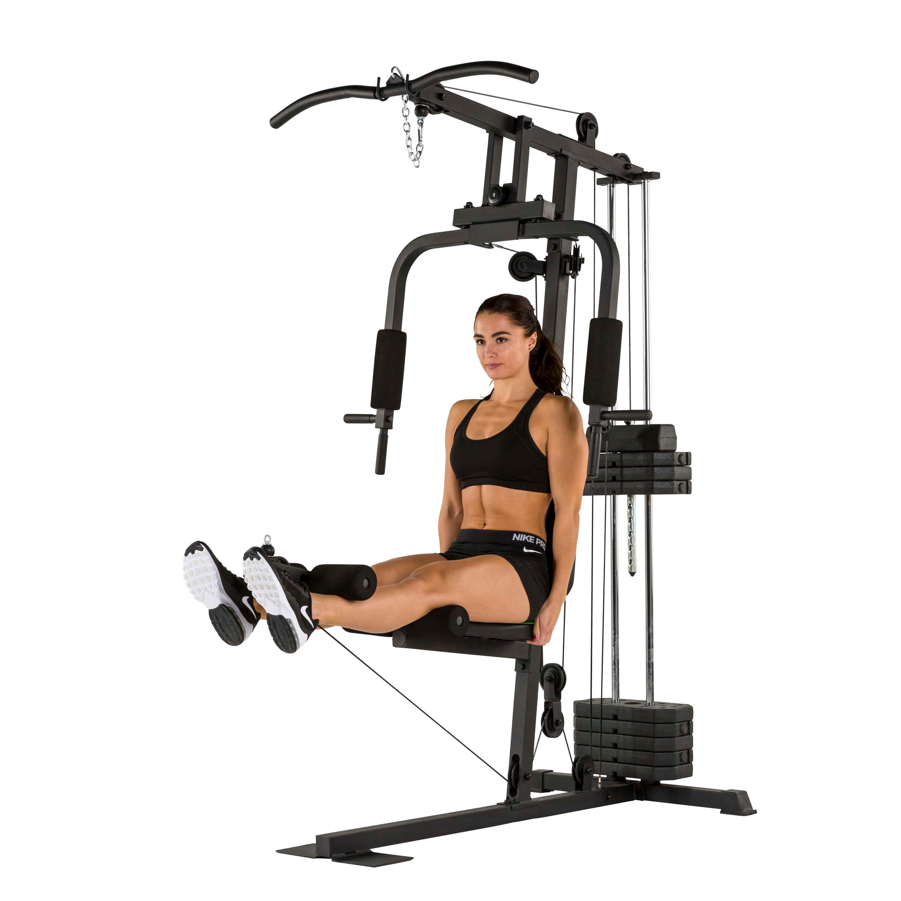 Kraftstation HG10 - Gewichtsblock 45 kg - Gewichtsplatten 9 x 5 kg - Zugstange 5/7