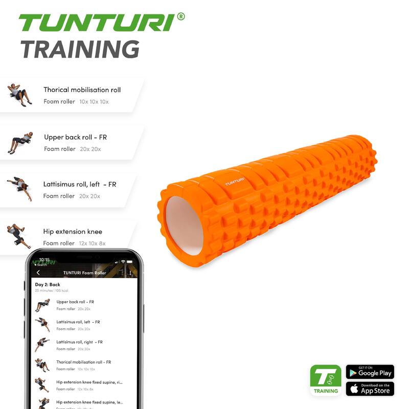 Harter Tunturi Yoga Faszien Massage Roller 61 cm Orange