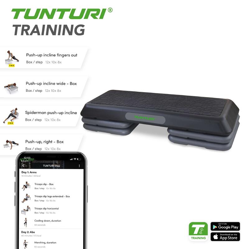 Tunturi Aerobic Power Step Board Schwarz mit Grau