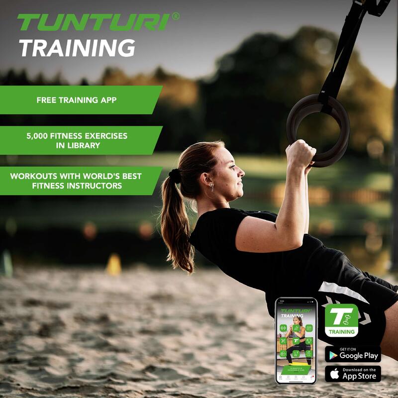 Gymnastic rings kunststof 23cm diameter inclusief riem TUNTURI