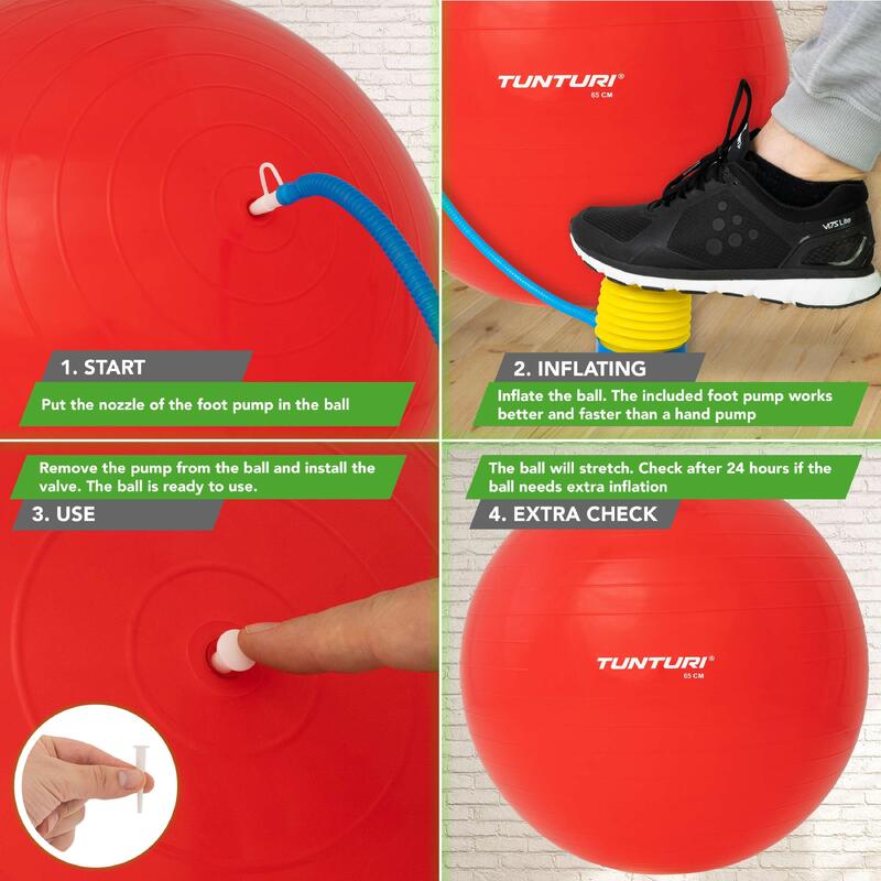 Gym ball ballon de gym 65cm rouge