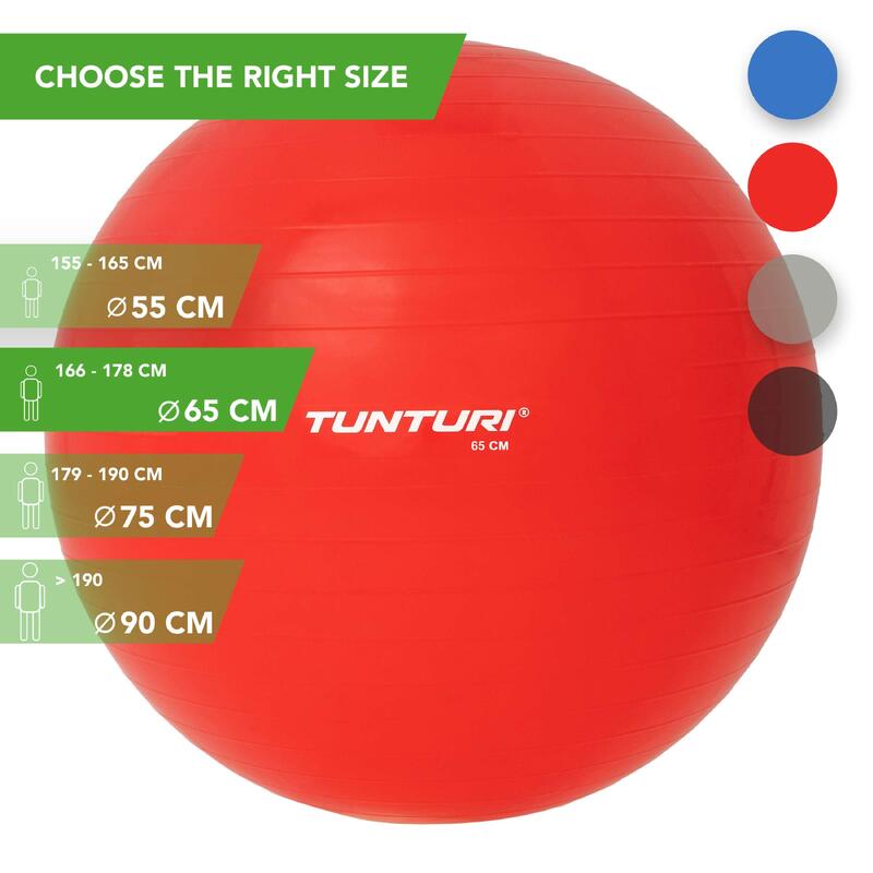 Piłka gimnastyczna Tunturi 65cm, czerwona