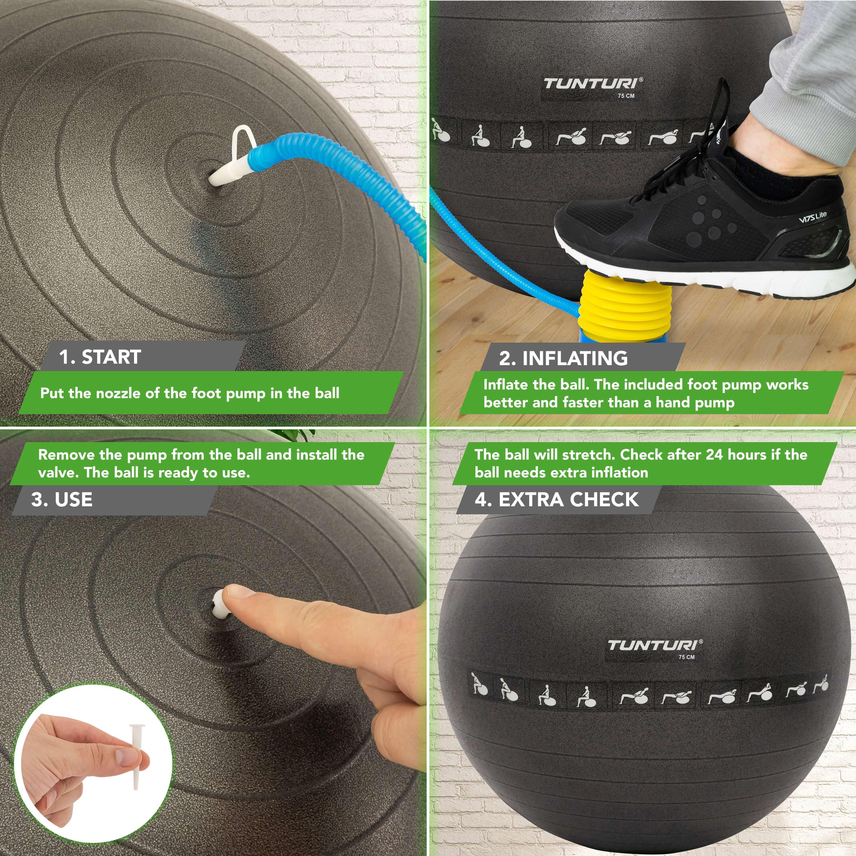 Ballon de fitness Anti éclatement - Ø 75 cm - Noir 3/8