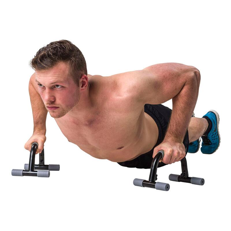 Tunturi Push-Up Bars Set - Liegestützgriffe aus Metall  Schwarz mit Grau