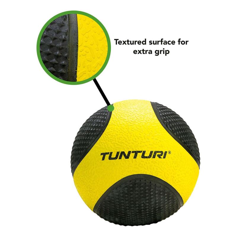 Tunturi PVC Medizin Ball 1 kg Schwarz mit Gelb