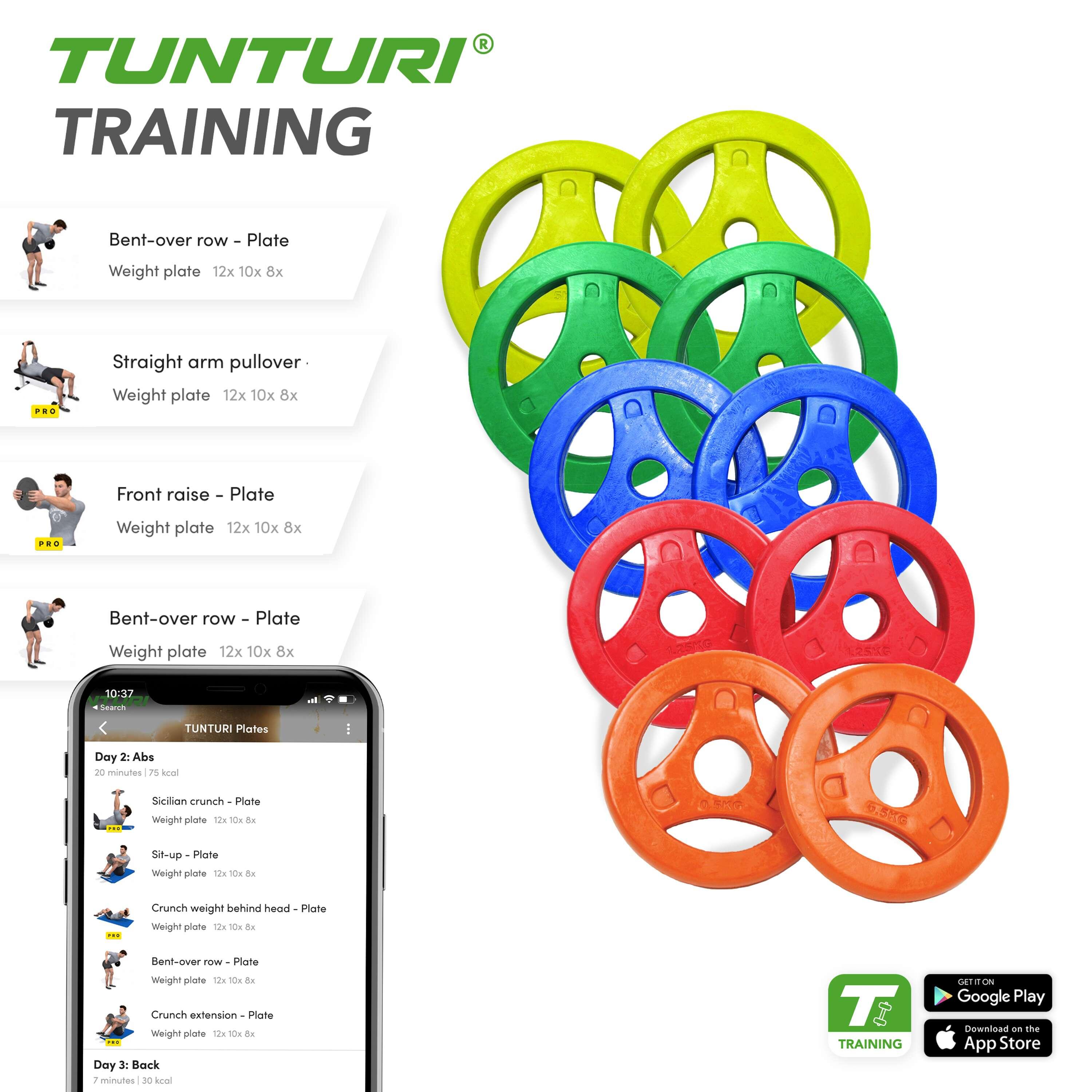 Dischi Tunturi Aerobic 1,25 kg coppia rosso gomma 30 mm 3/3