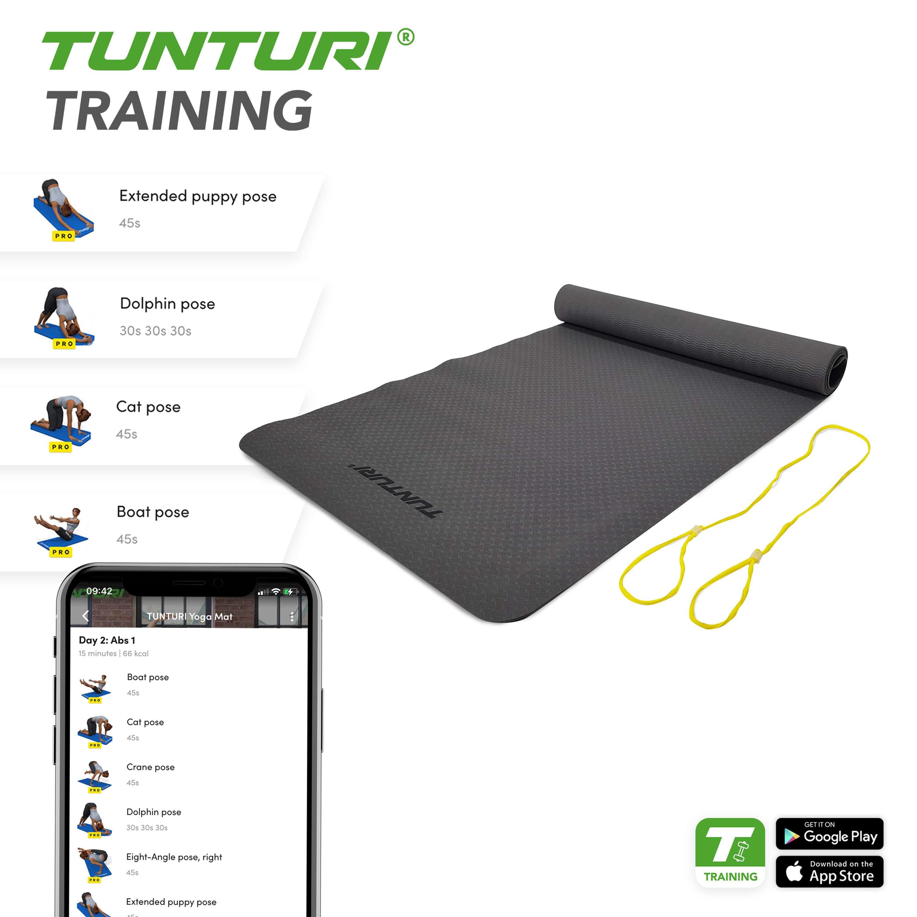Tunturi TPE Yogamatte Rutschfest 3 mm Anthrazit 6/7