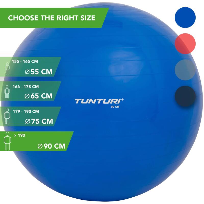 Tunturi Gym Ball - Gymnastikball Sitzball 90 cm Blau