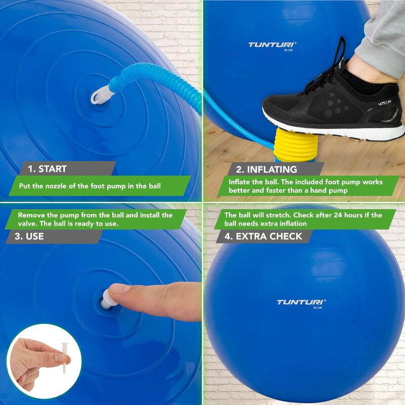 Tunturi Gym Ball - Gymnastikball Sitzball 90 cm Blau