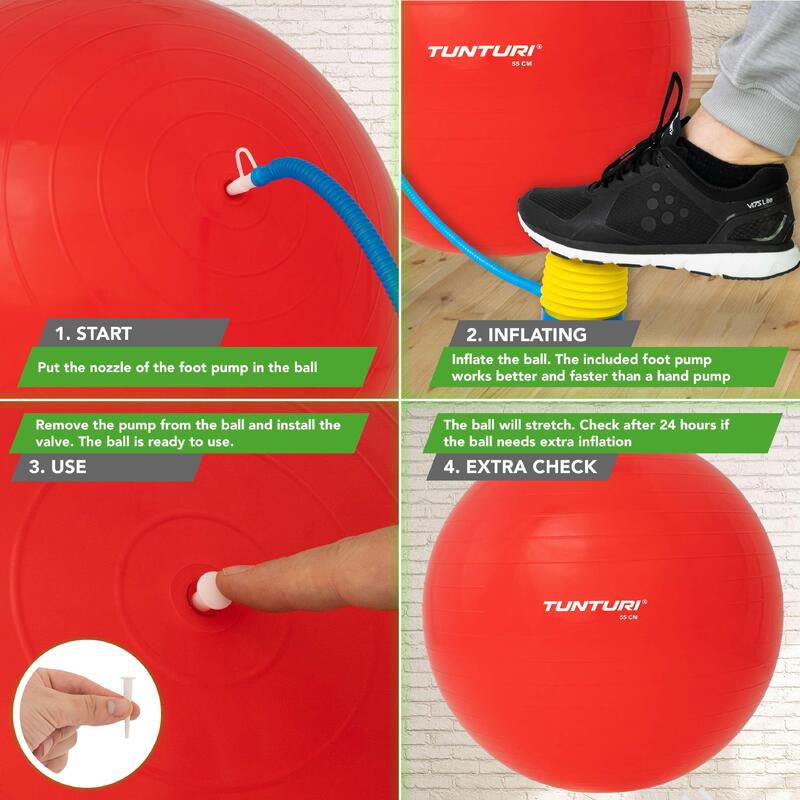 Gym ball ballon de gym 55cm rouge