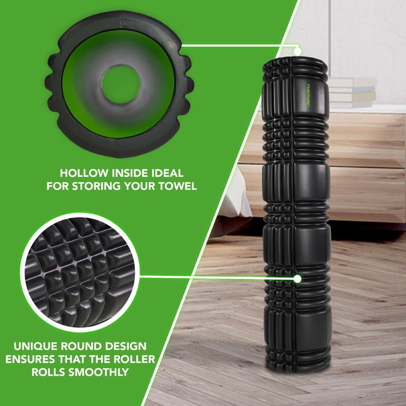 Weicher Tunturi Yoga Faszien Massage Roller 61 cm Schwarz mit Grün