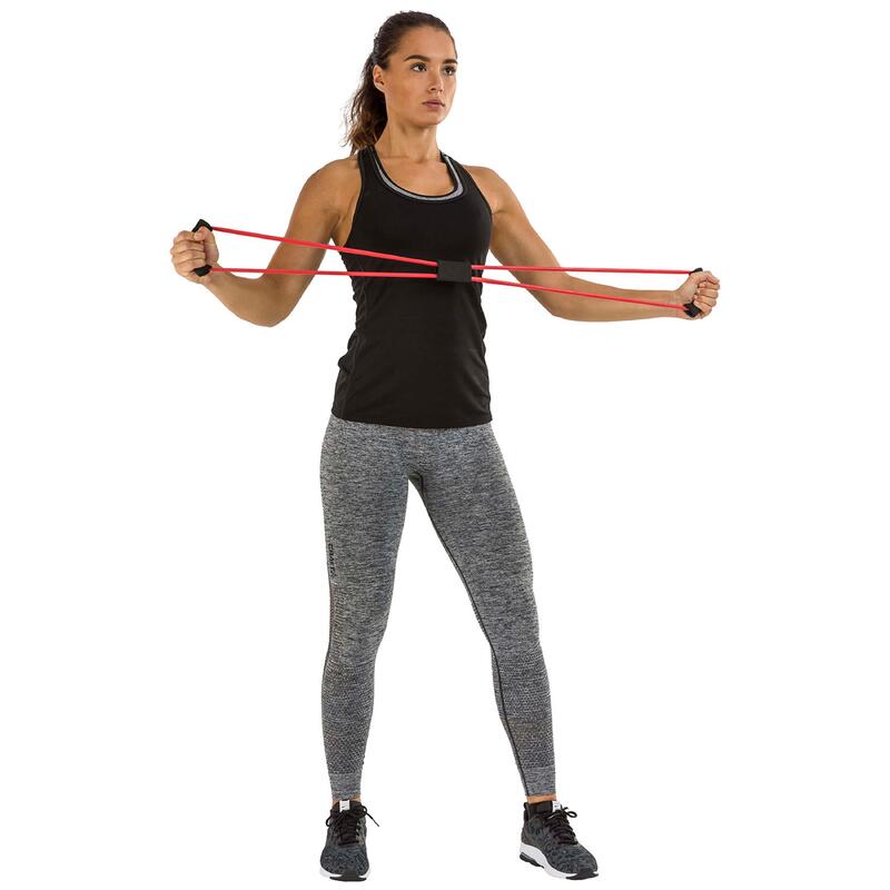 Set élastiques de musculation tubing fort avec grip, rouge