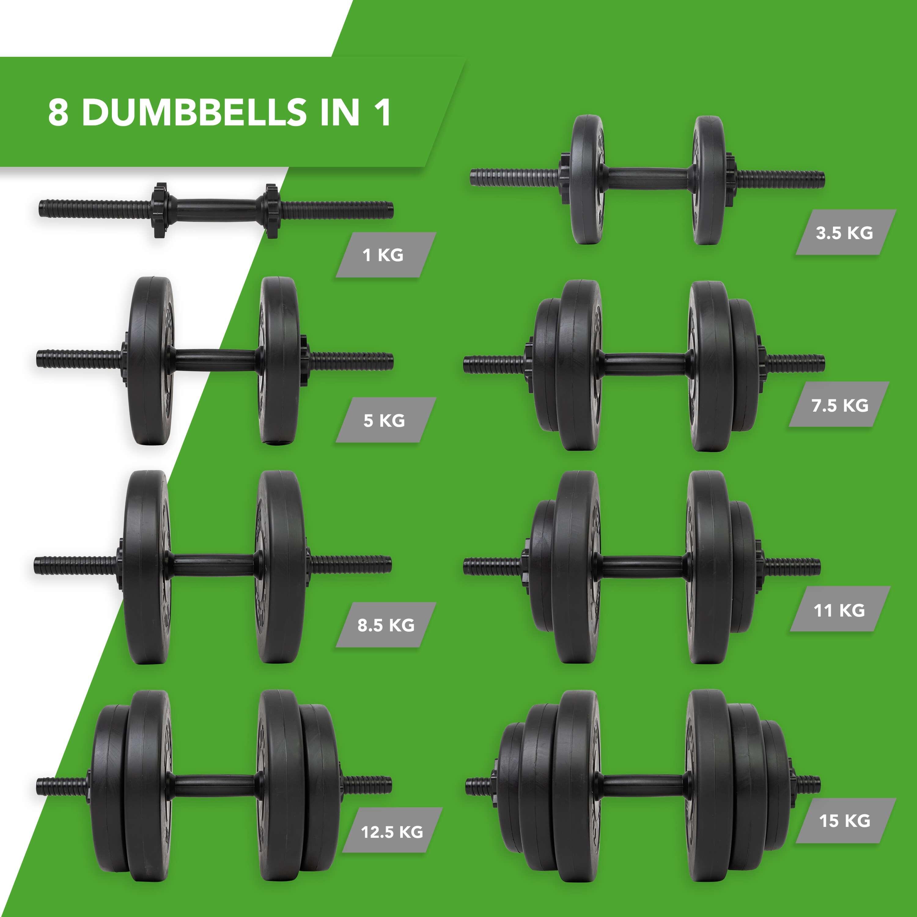 Individual 15 kg vinyl dumbbell set Tunturi