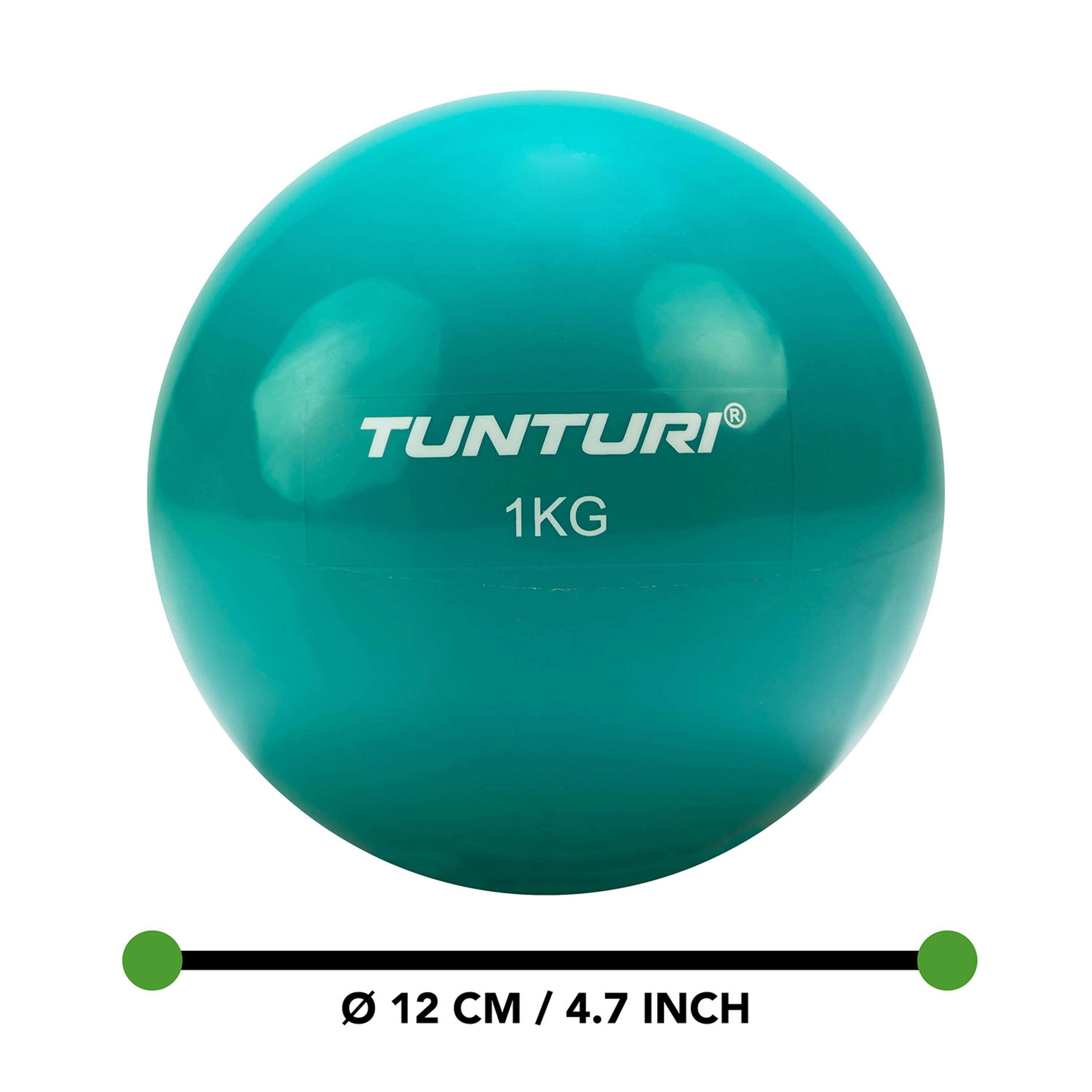 Balle de tonification Tunturi 1 kg turquoise PVC antidérapant 12 cm 6/7