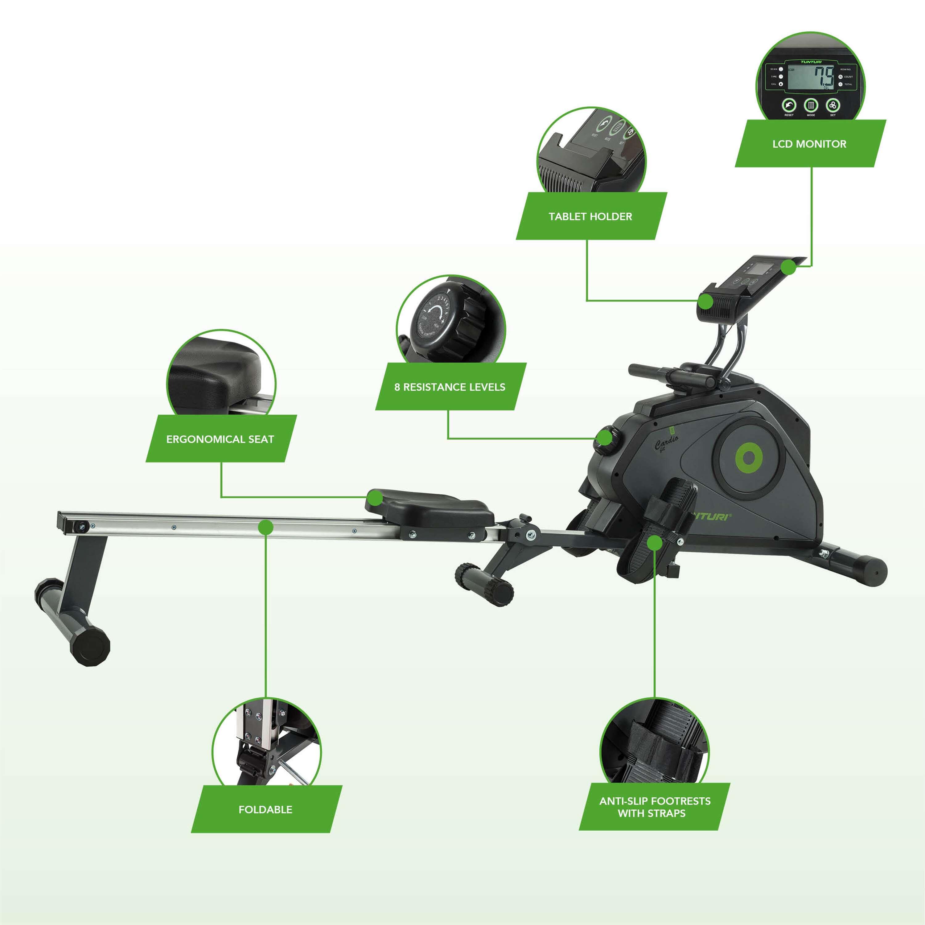 Roeitrainer - Inklapbaar - 8 weerstandsniveaus - Voor thuis - Cardio Fit R30 2/7