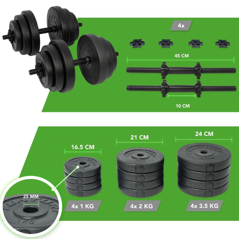 Gewichten - Halterset - Dumbbell Set - 2 Stuks - Zwart - Vinyl