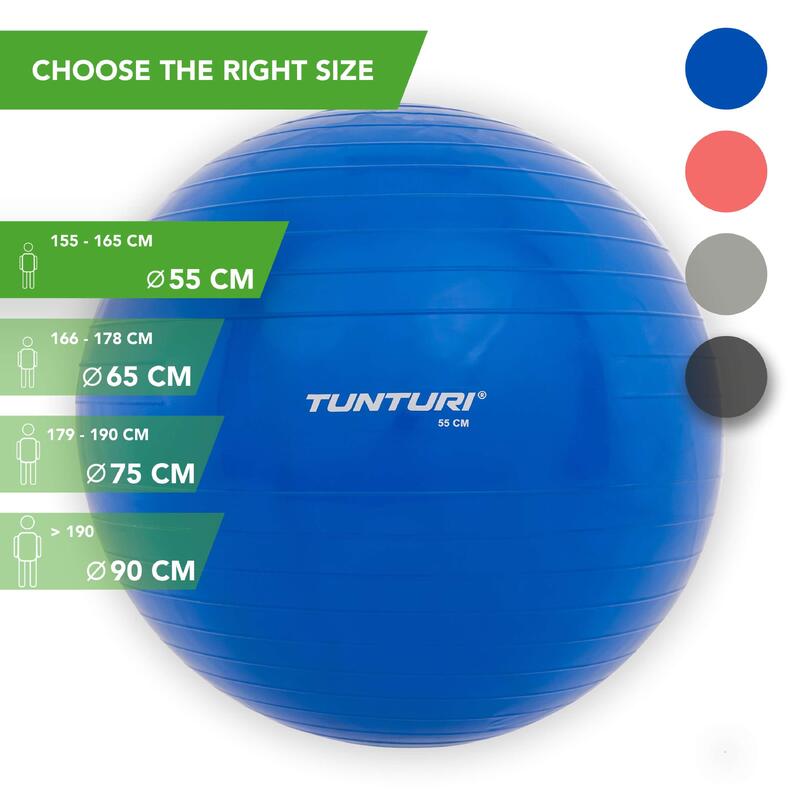 Tunturi Gym Ball - Gymnastikball Sitzball 55 cm Blau