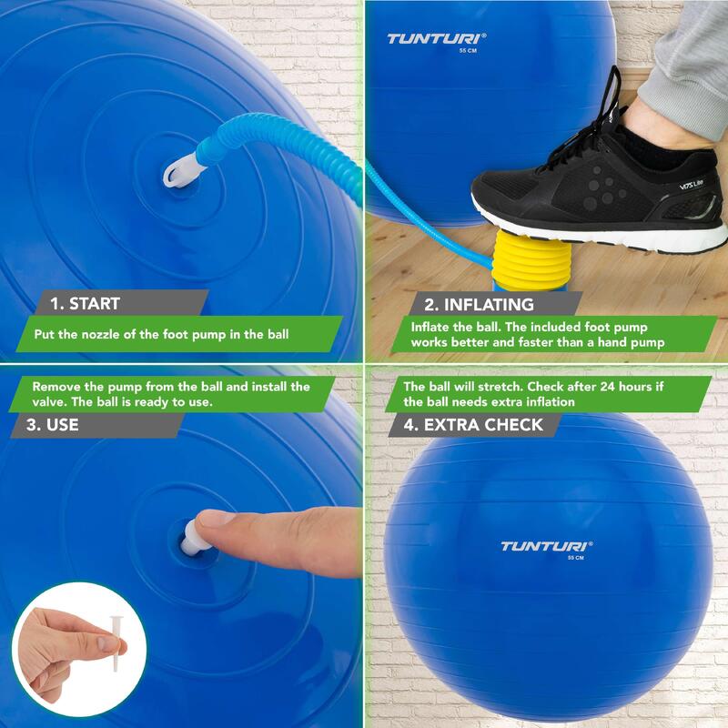 Tunturi Gym Ball - Gymnastikball Sitzball 55 cm Blau