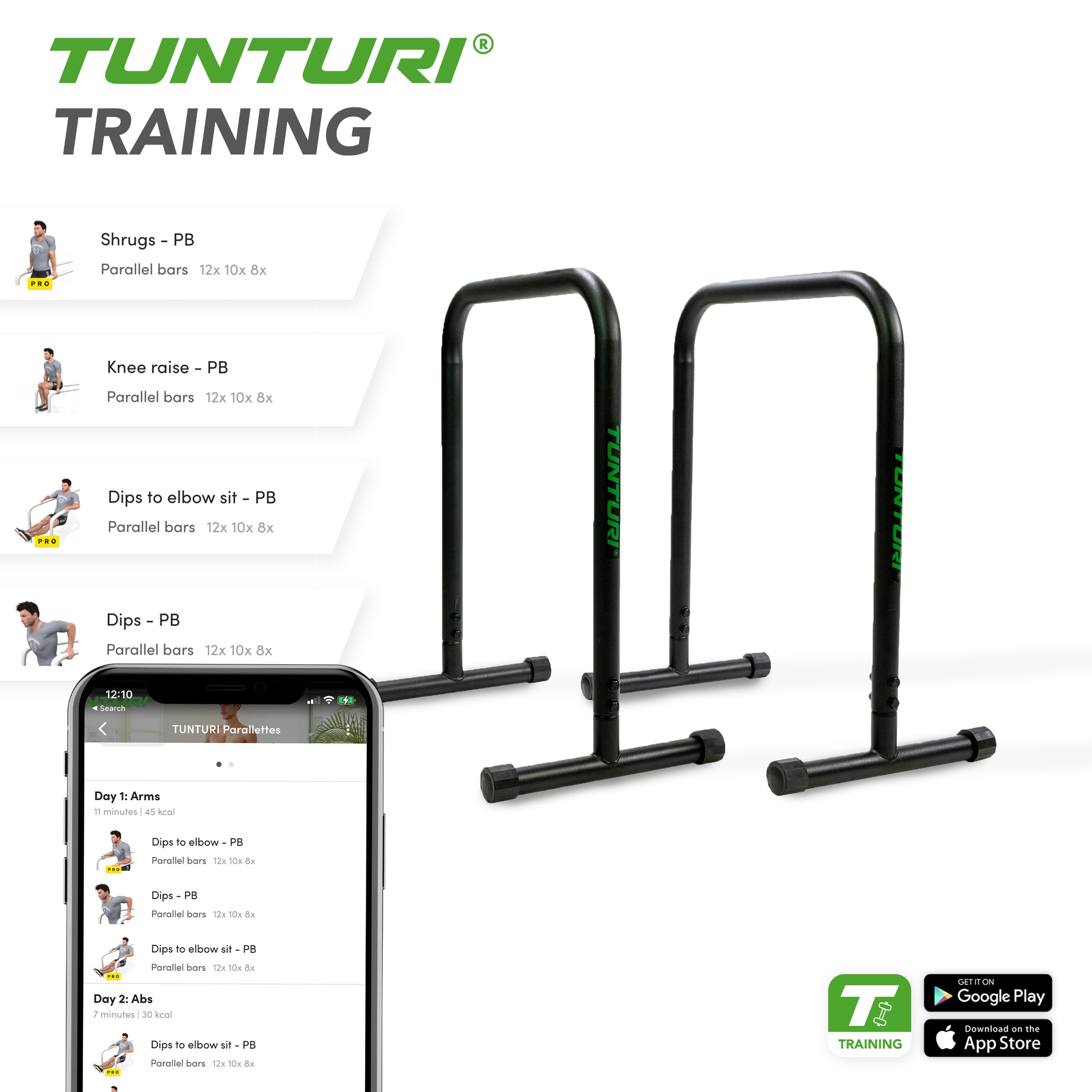 Parallette Tunturi Push-Up Set nero, portatile, supporta 150 kg 6/6