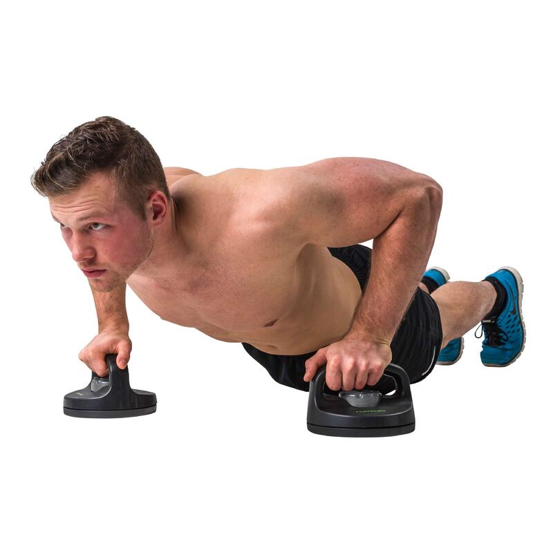 Rotierende Liegestützegriffe - Push-Up Stands Set Schwarz mit Rot