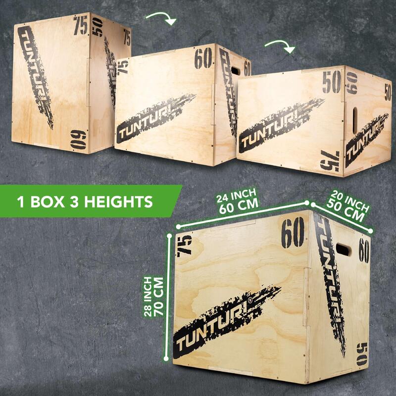 Plyo Box voor krachttraining - Houten fitness kist - Box jump - 3 hoogtes