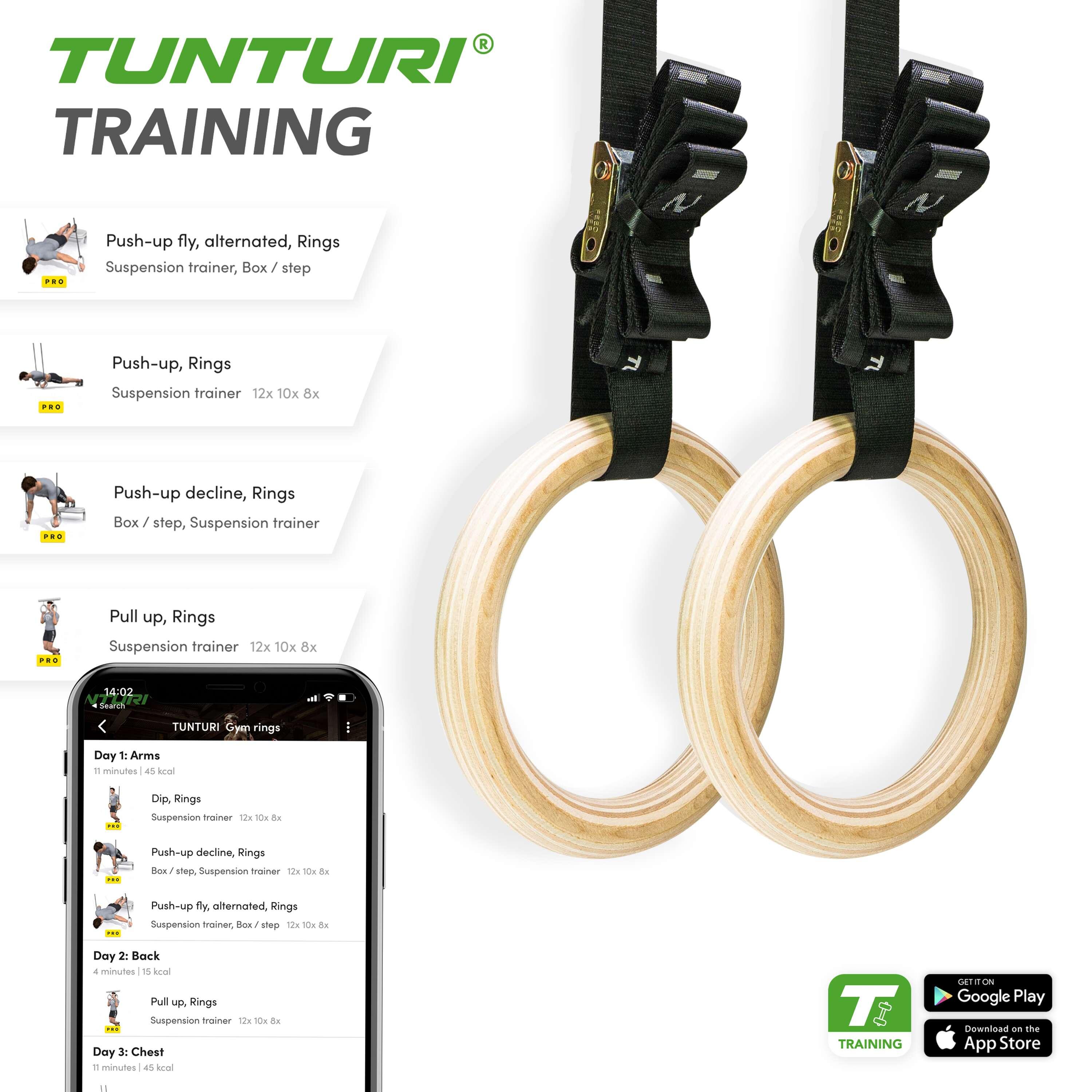 Tunturi Gym Rings Wooden Gym Rings