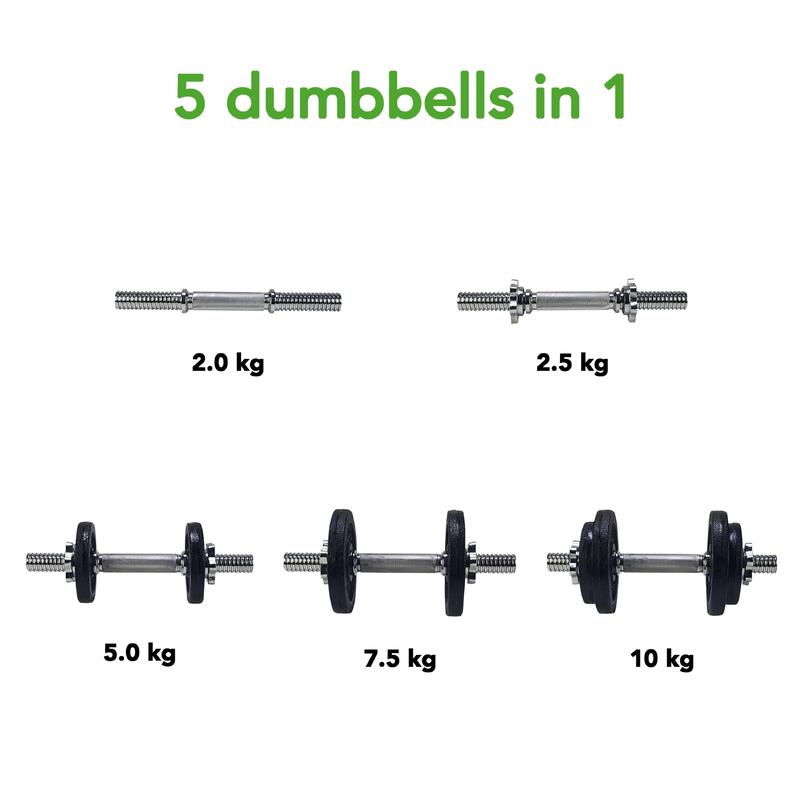 Tunturi en fonte 10 kg - Set d'haltères avec fermeture à vis - 30mm