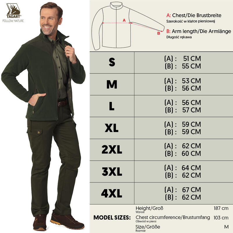 Herren Fleece Jagdjacke Tagart Elk mit 5 funktionale Taschen