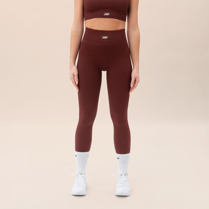 Fitness Legging voor dames ribstof Sweet Line - Bruin