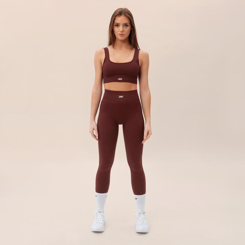 Fitness Legging voor dames ribstof Sweet Line - Bruin