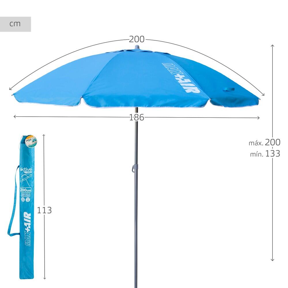 Aktive Parapluie de plage coupe-vent 8 mâts 200 cm bleu 4/7