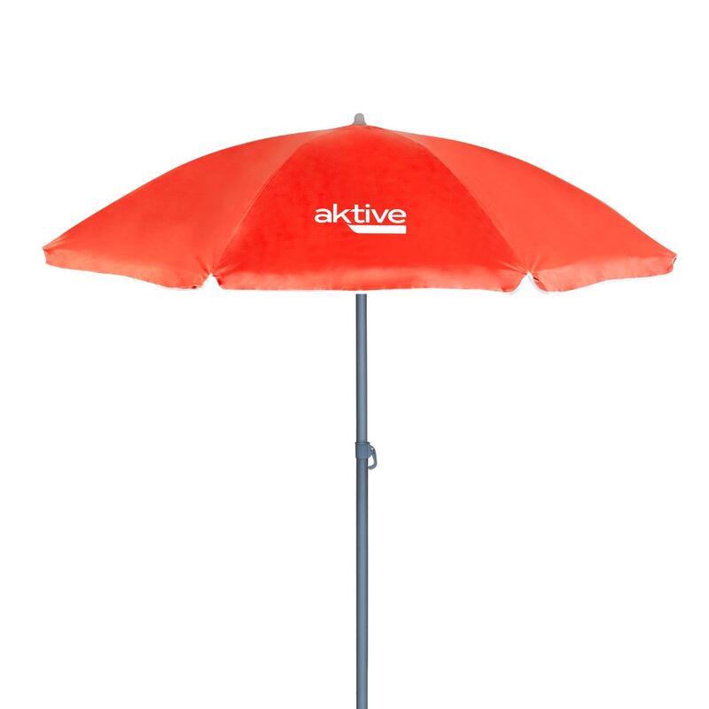 Parapluie de plage Ø180 cm avec mât inclinable et protection UV50 rouge Aktive