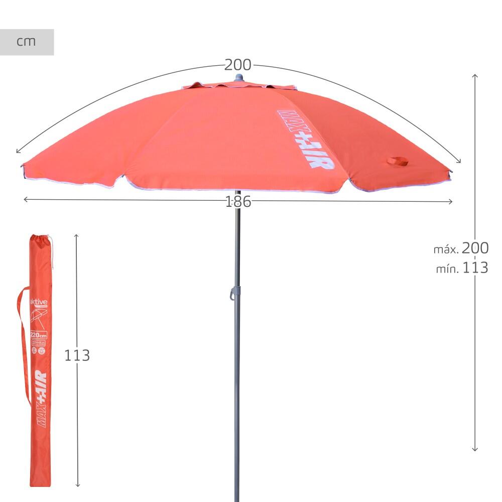 Aktive Parapluie de plage coupe-vent 8 mâts 200 cm corail 4/7