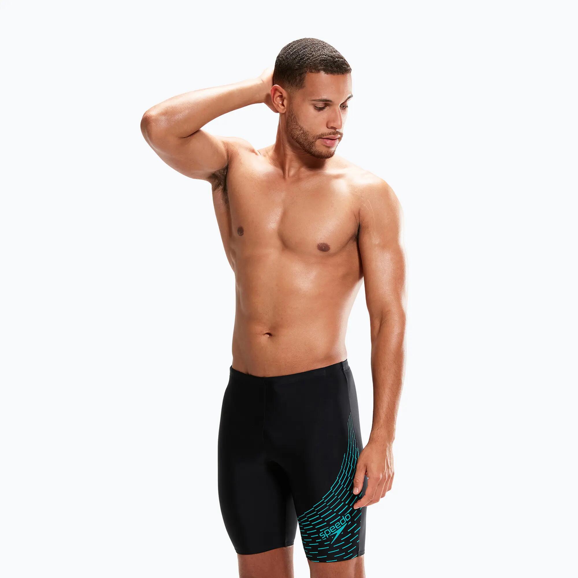 Short De Bain Long Motif/style Imprimé MEDLEY Homme (Noir / Vert Imprimé) 4/5