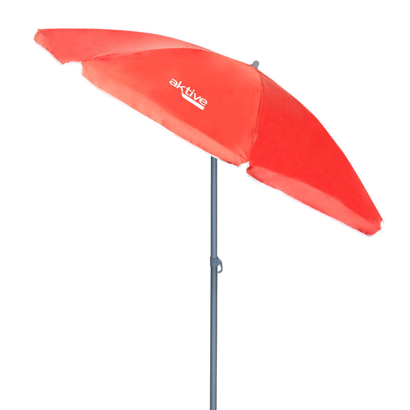 Sombrilla playa Ø180 cm c/mástil inclinable y protección UV50 rojo Aktive