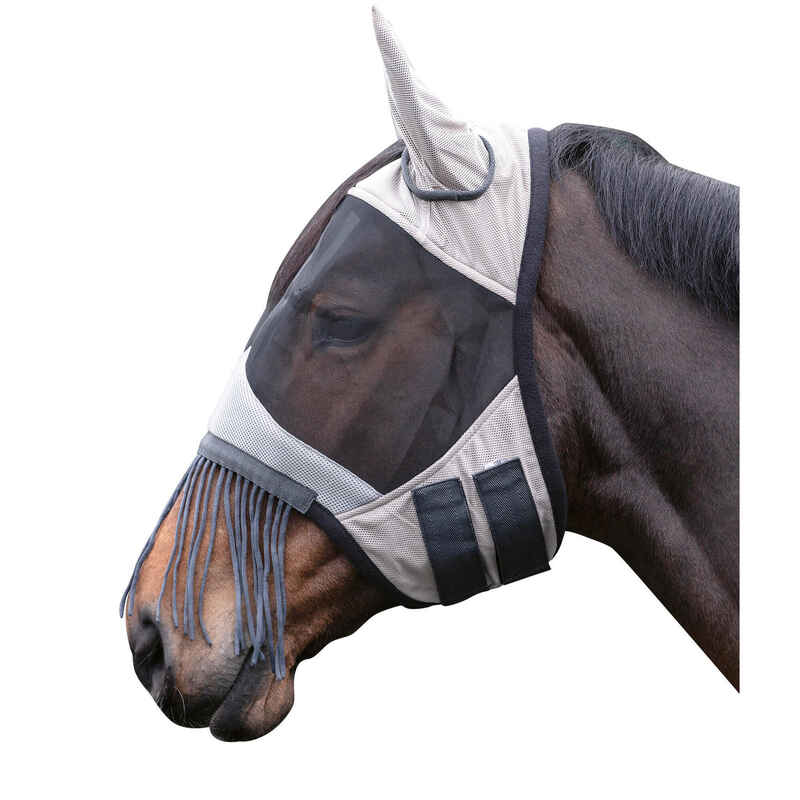 Fliegenschutzmaske Fringes für Pony grau / schwarz
