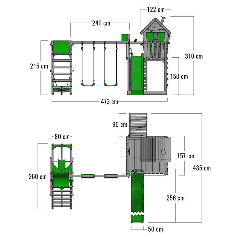 HappyHome speeltoren met SurfSwing & groene glijbaan