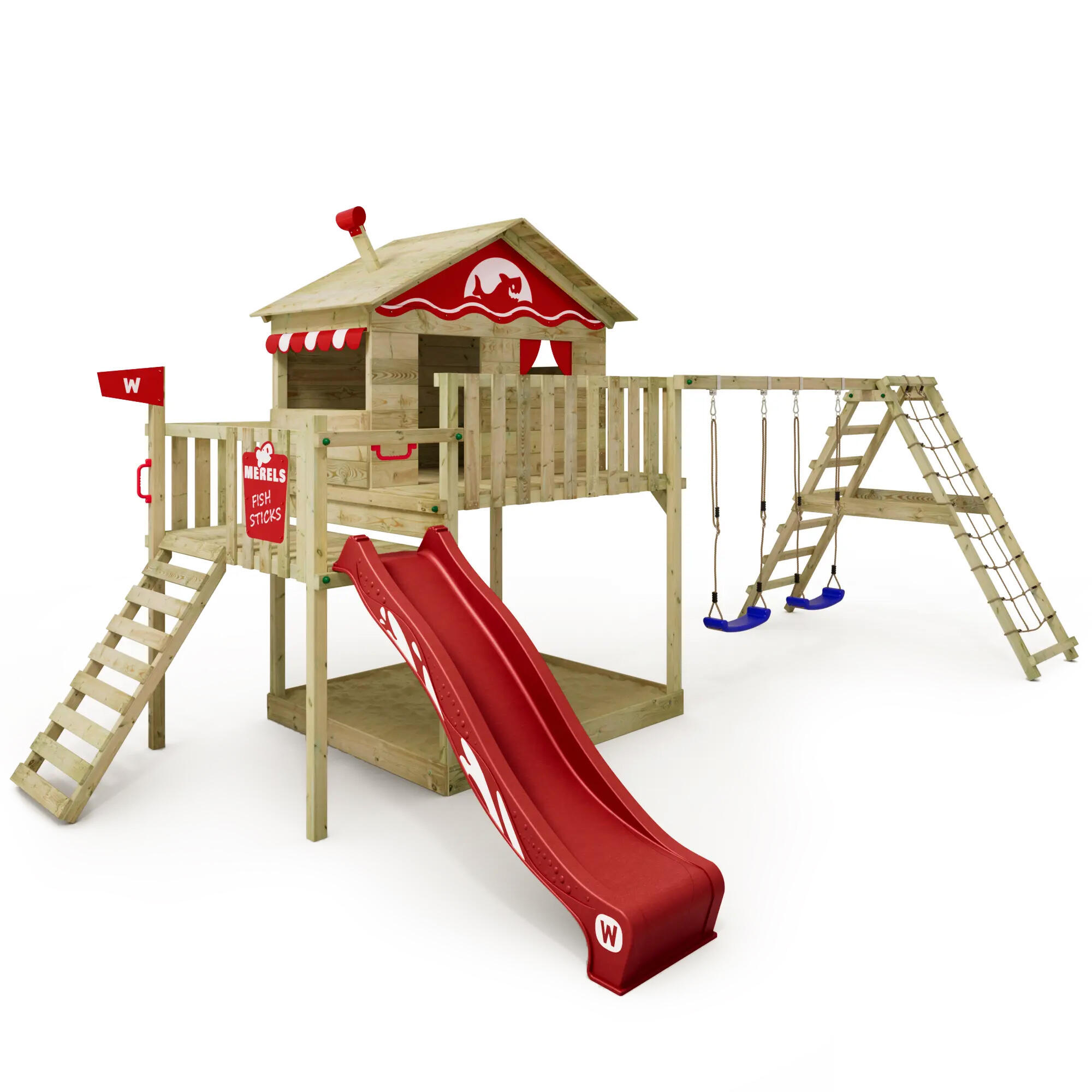 Wickey - Aire De Jeux Smart Ocean Avec Balançoire Et Toboggan Rouge - Aire De Jeu - Rouge - No Size - Decathlon