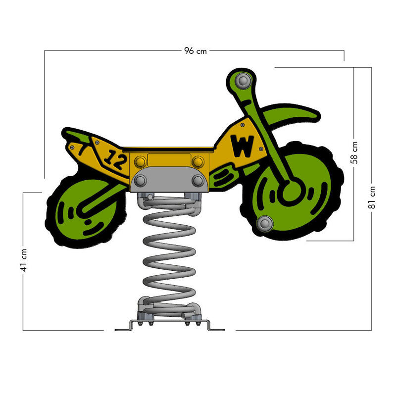 Veerwip PRO motorfiets "Crossey" - BODENPLATTE - groen/geel