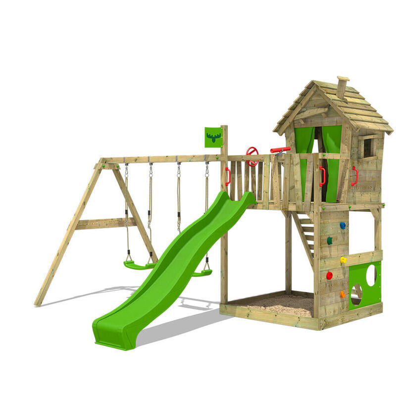 Aire de jeux HappyHome avec toboggan vert pomme