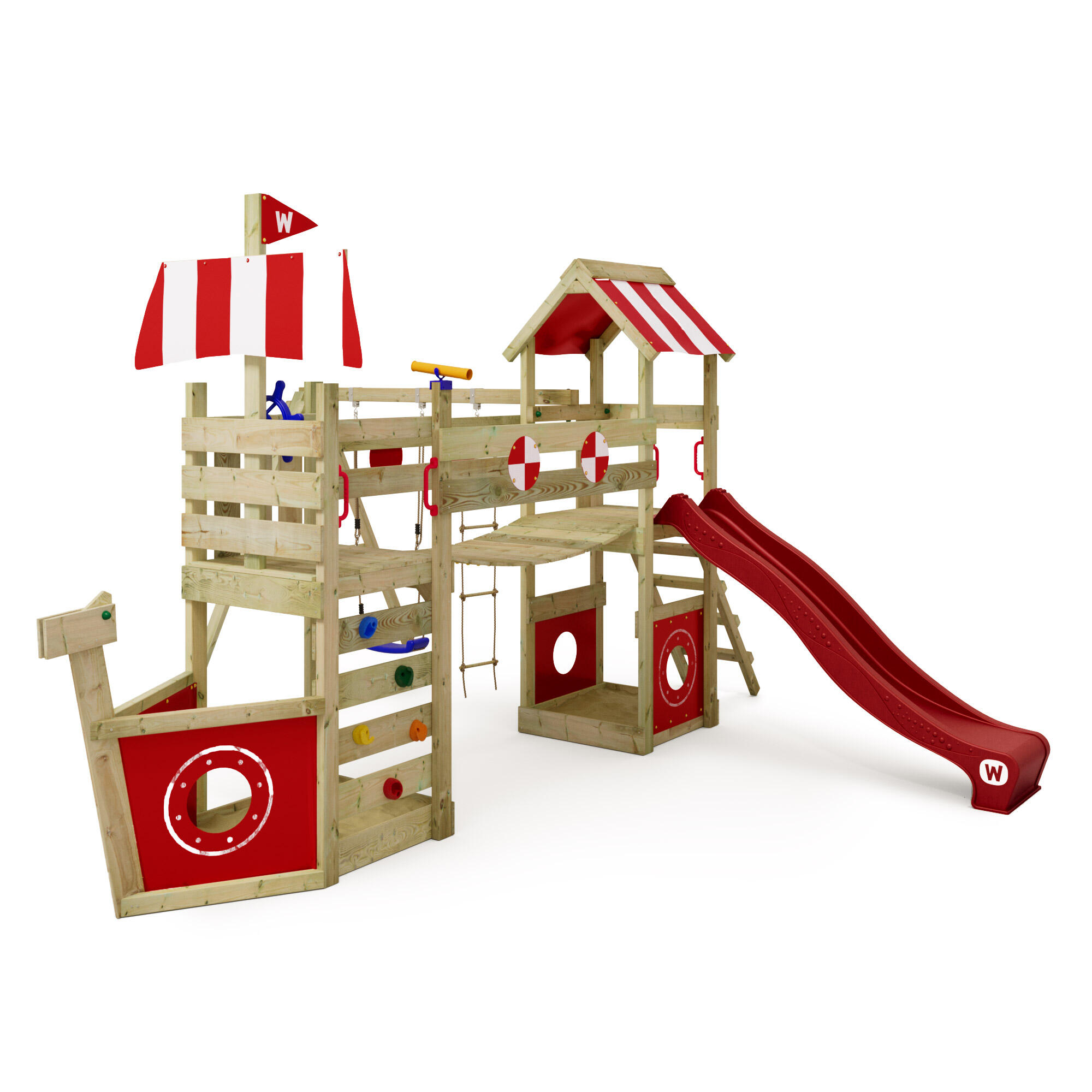 Wickey - Aire De Jeux Stormflyer Avec Balançoire Et Toboggan Rouge - Aire De Jeu - Rouge - No Size - Decathlon
