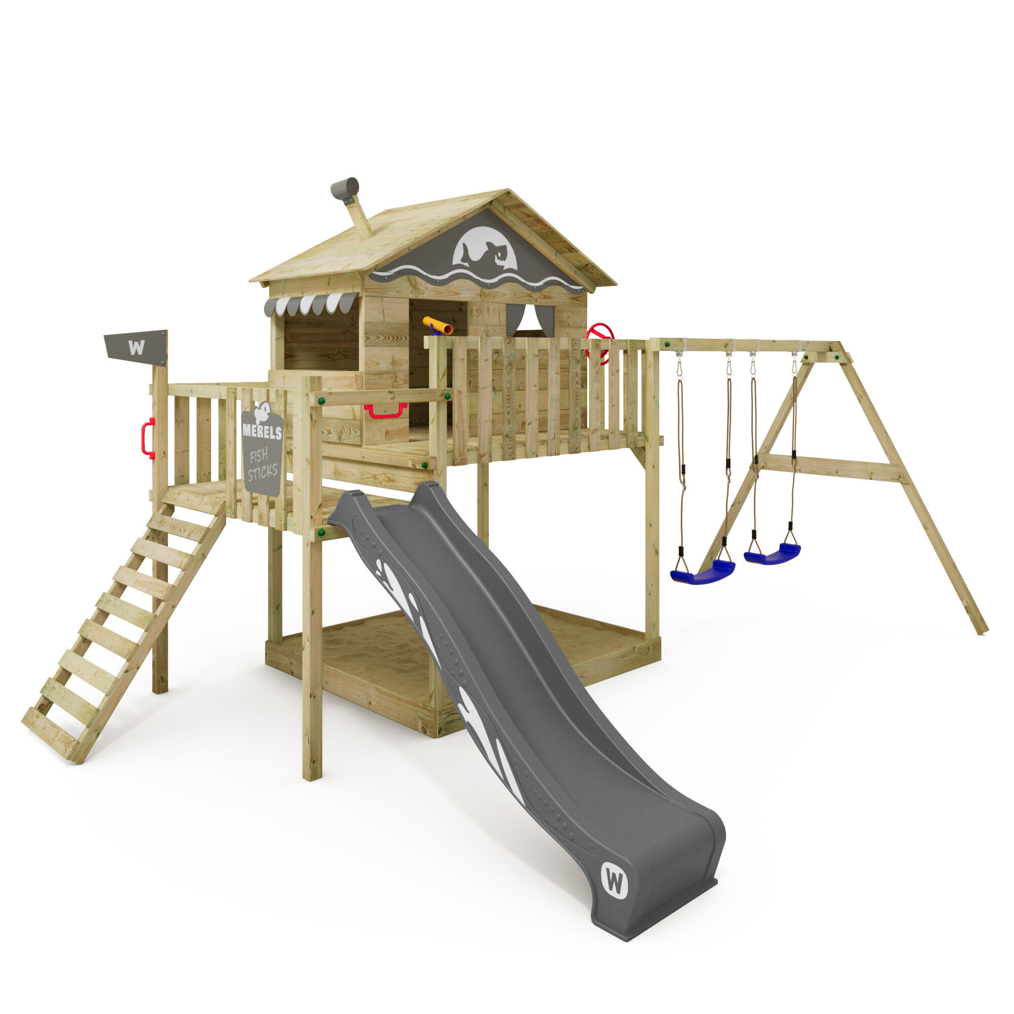 Wickey - Aire De Jeux Portique Smart Coast Avec Toboggan Anthracite - Aire De Jeu - Gris - No Size - Decathlon
