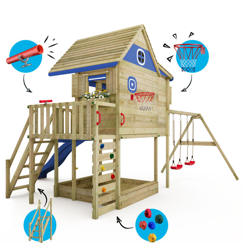 Cabane enfant sur pilotis Smart GreenHouse bleu