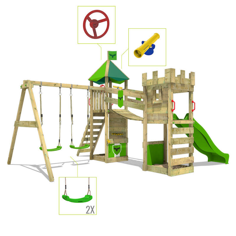 Aire de jeux RiverRun avec toboggan vert pomme