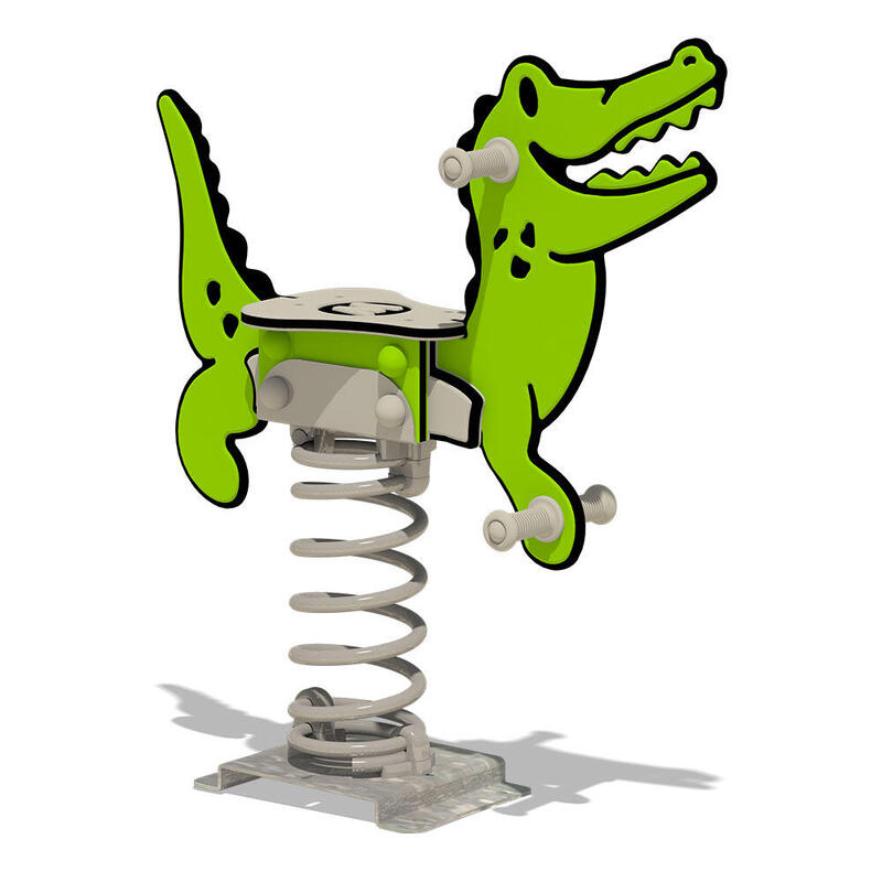 Springwip PRO krokodil "Crockey" - BETONANKER - groen/grijs