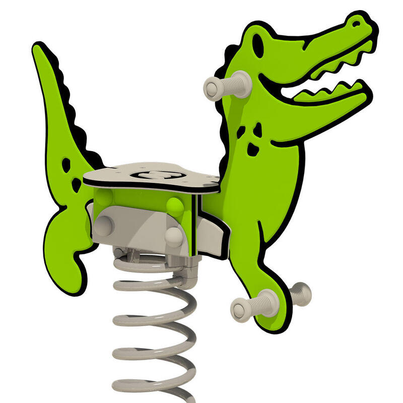 Springwip PRO krokodil "Crockey" - BODENPLATTE - groen/grijs