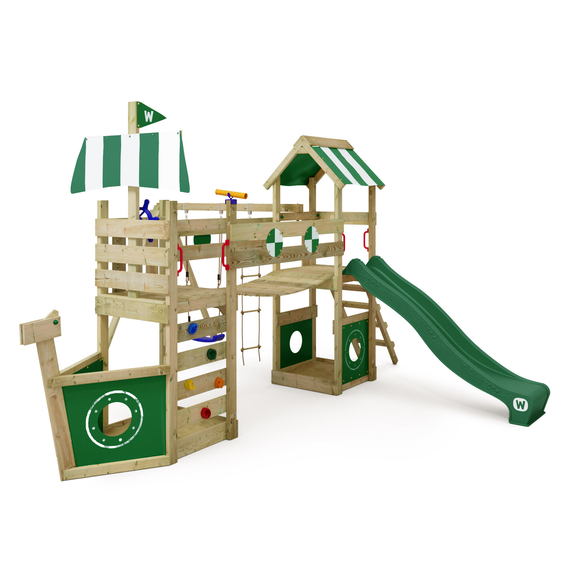Wickey - Aire De Jeux Stormflyer Avec Balançoire Et Toboggan Vert - Aire De Jeu - Vert - No Size - Decathlon