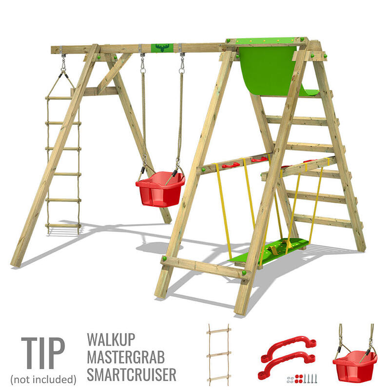 Kinderschaukel JollyJade mit Kletteranbau - apfelgrün