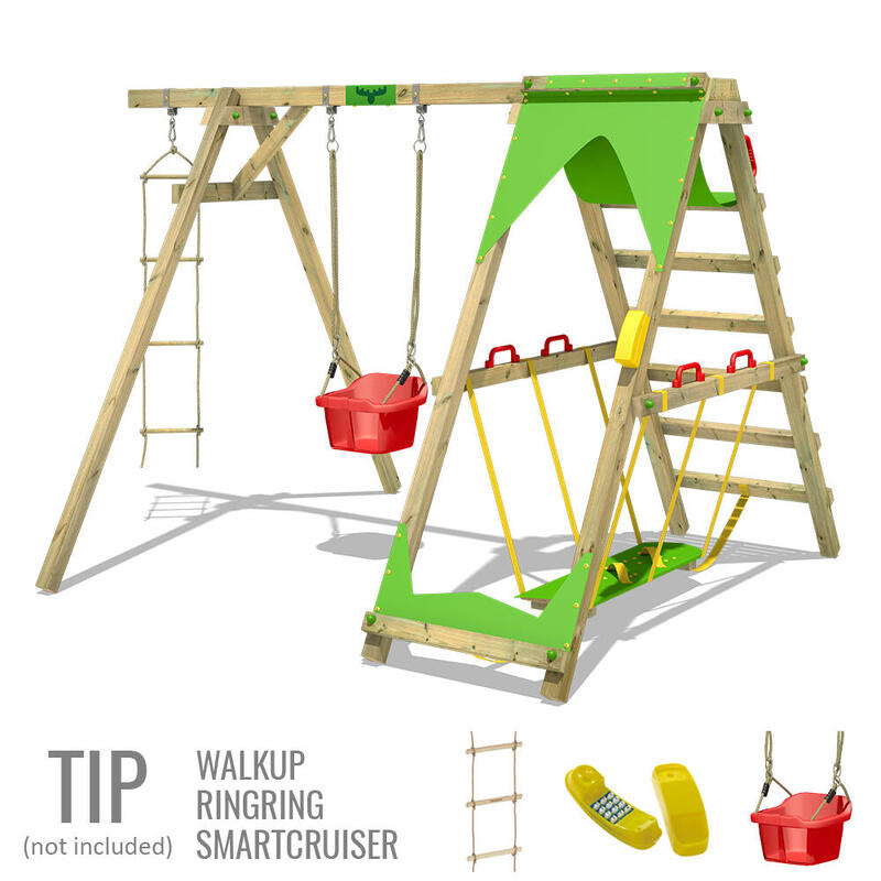 Kinderschaukel JollyJade mit Kletteranbau - apfelgrün